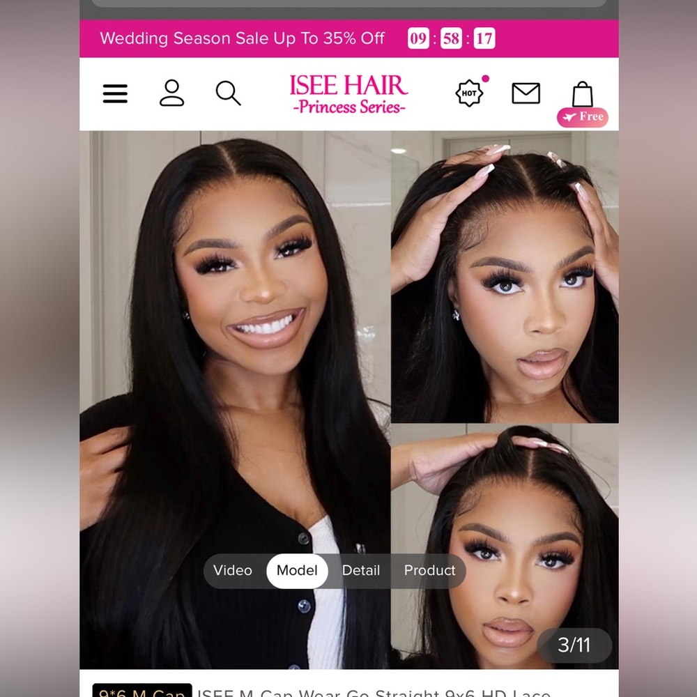 ISEE glueless wig 7 x 5 26inch wig 250%